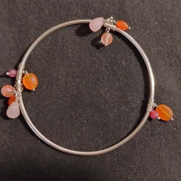 Beautiful Thin Vintage Sterling Silver Beaded Decorated Bracelets (2) - Picture 6 of 8